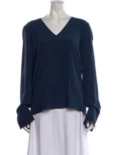 Pre-owned Tibi Silk V-neck Top In Blue