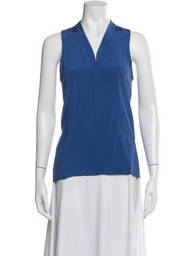 Pre-owned Tibi Silk V-neck Top In Blue