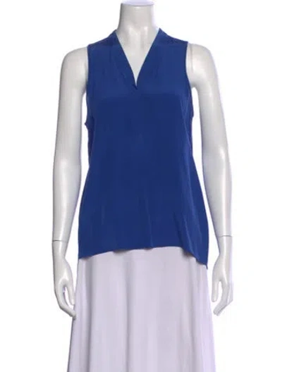 Pre-owned Tibi Silk V-neck Top In Blue