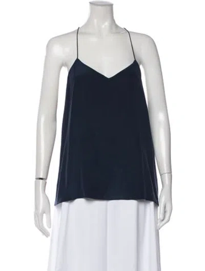 Pre-owned Tibi Silk V-neck Top In Blue
