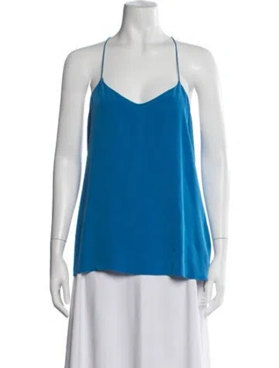 Pre-owned Tibi Silk V-neck Top In Blue