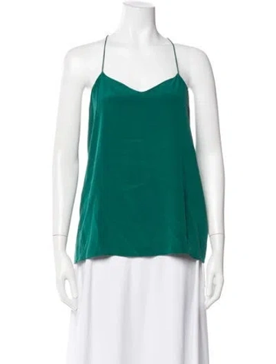 Pre-owned Tibi Silk V-neck Top In Green