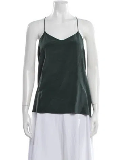 Pre-owned Tibi Silk V-neck Top In Green