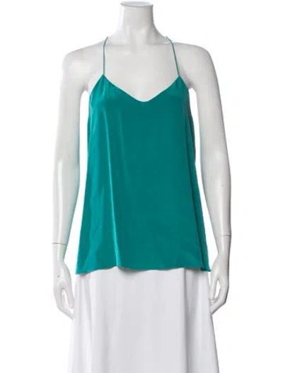 Pre-owned Tibi Silk V-neck Top In Green