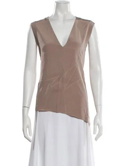 Pre-owned Tibi Silk V-neck Top In Neutral