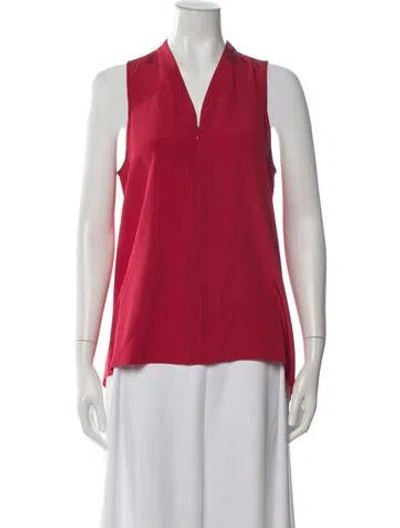 Pre-owned Tibi Silk V-neck Top In Red