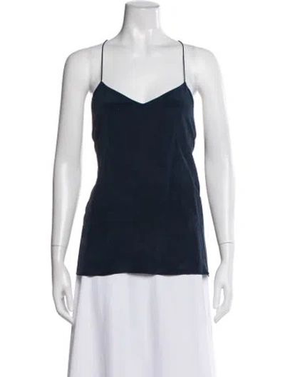 Pre-owned Tibi Silk V-neck Top W/ Tags In Blue