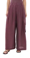 Tibi Silk Voile Cargo Triple Pleat Pants Light Mulberry In Brown