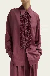 Tibi Silk Voile Easy Tuxedo Shirt In Light Mulberry