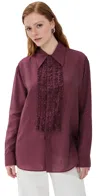 Tibi Silk Voile Easy Tuxedo Shirt In Light Mulberry In Red