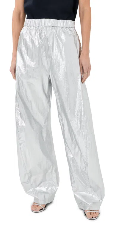 Tibi Silver Metallic Winslow Petite Pants Silver