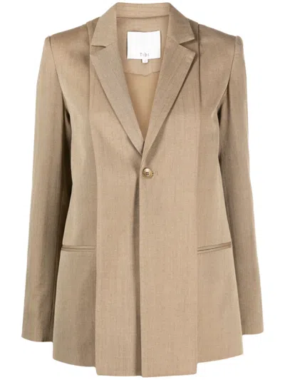 Tibi Single-breasted Layered Blazer In Neutrals