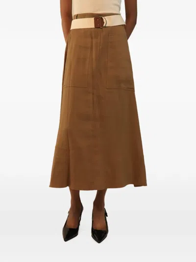 Pre-owned Tibi Single-breasted Suit Skirt In Brown