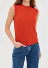 Tibi Skinlike Mercerized Wool Sleeveless Sweater Vest Red In Red