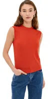 Tibi Skinlike Mercerized Wool Sleeveless Sweater Vest Red In Red