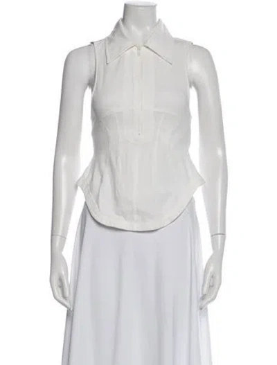 Pre-owned Tibi Sleeveless Crop Top In White