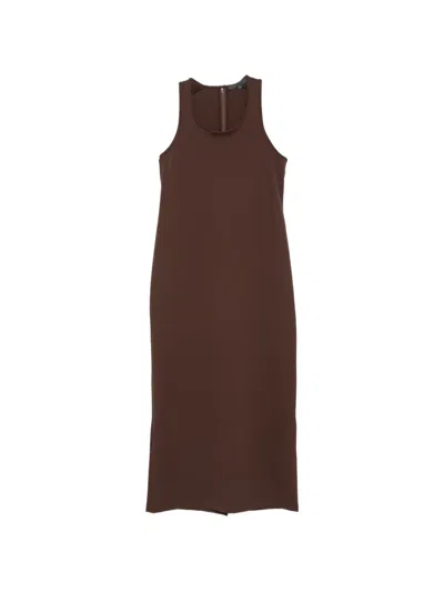 Tibi Sleeveless Midi Dress In Brown