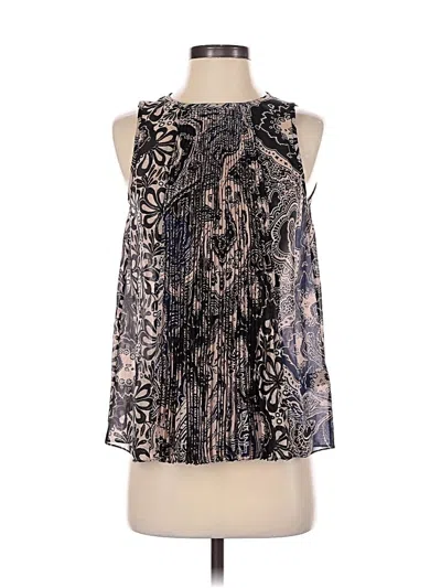 Pre-owned Tibi Sleeveless Silk Top Black Paisley Pattern High Neck Tops