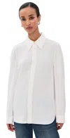 Tibi Soft Drape Hinged Button Down Shirt Ivory In White