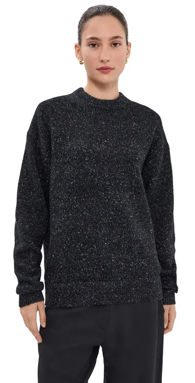Tibi Speckled Easy Crewneck Pullover Black Multi