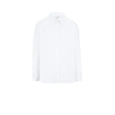 Tibi Split Cuff Oversized Cotton Shirt In White