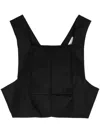 Tibi Square-neck Cotton-blend Tank Top In Black