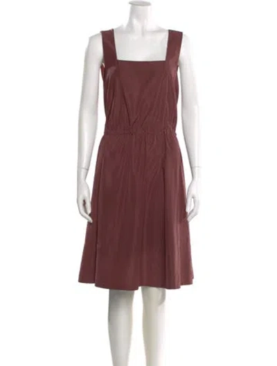 Pre-owned Tibi Square Neckline Knee-length Dress In Brown