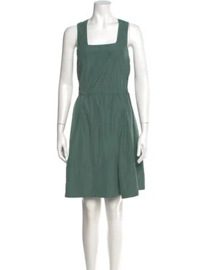 Pre-owned Tibi Square Neckline Knee-length Dress In Green