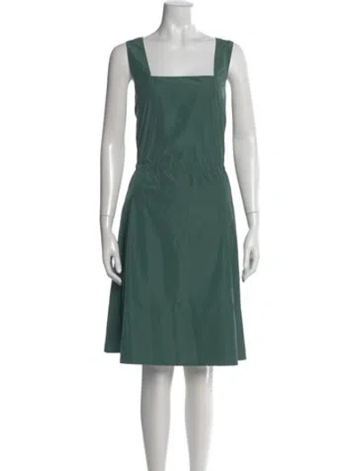 Pre-owned Tibi Square Neckline Knee-length Dress In Green