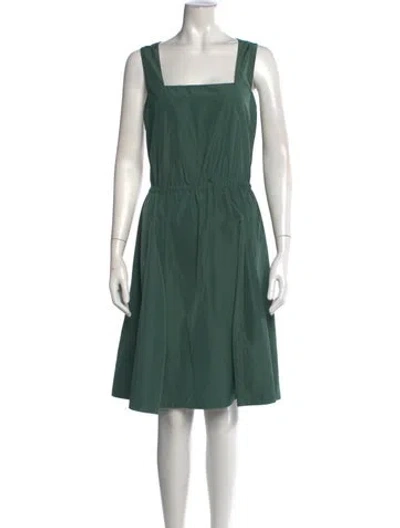 Pre-owned Tibi Square Neckline Knee-length Dress In Green