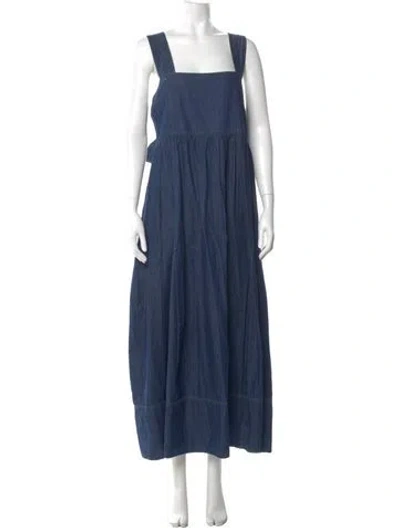 Pre-owned Tibi Square Neckline Long Dress In Blue