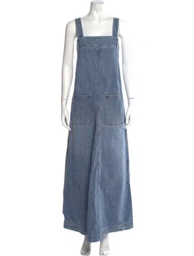 Pre-owned Tibi Square Neckline Long Dress In Blue