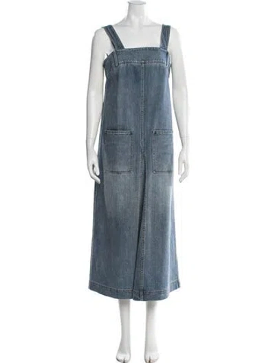 Pre-owned Tibi Square Neckline Long Dress In Blue