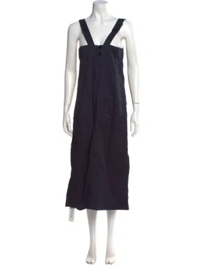 Pre-owned Tibi Square Neckline Long Dress In Blue