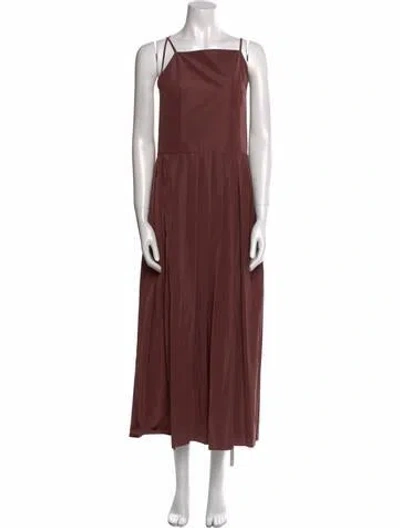 Pre-owned Tibi Square Neckline Long Dress In Brown