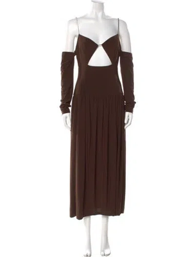 Pre-owned Tibi Square Neckline Long Dress In Brown