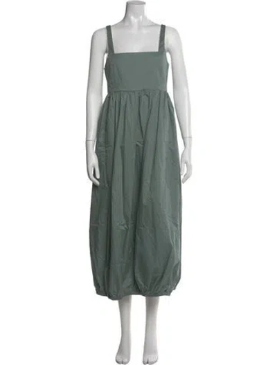 Pre-owned Tibi Square Neckline Long Dress In Green