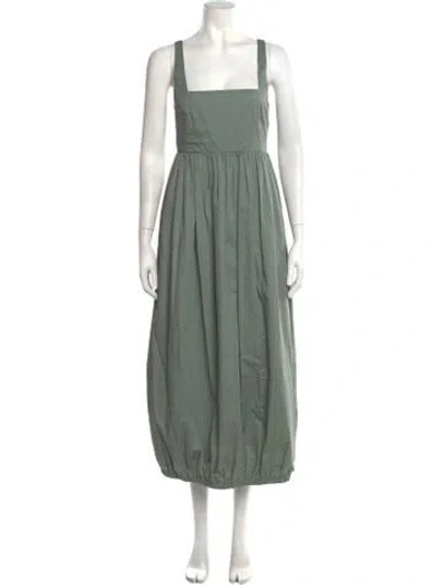 Pre-owned Tibi Square Neckline Long Dress In Green