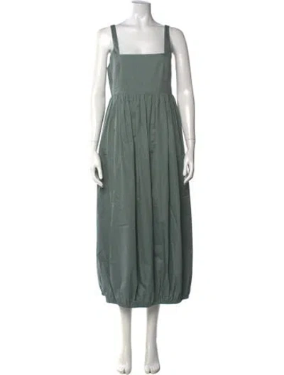 Pre-owned Tibi Square Neckline Long Dress In Green
