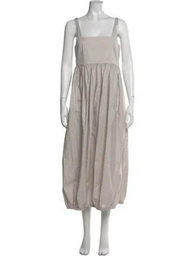 Pre-owned Tibi Square Neckline Long Dress In Neutral