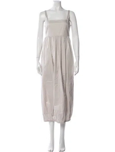 Pre-owned Tibi Square Neckline Long Dress In Neutral