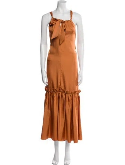 Pre-owned Tibi Square Neckline Long Dress In Orange