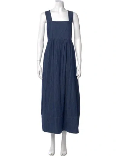 Pre-owned Tibi Square Neckline Long Dress W/ Tags In Blue