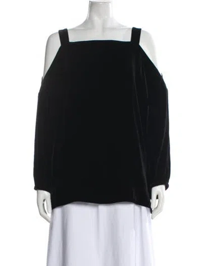 Pre-owned Tibi Square Neckline Long Sleeve Blouse In Black