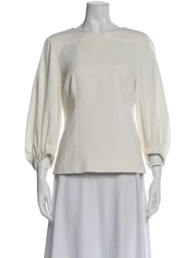 Pre-owned Tibi Square Neckline Long Sleeve Blouse In Neutral