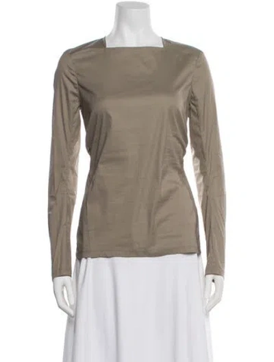 Pre-owned Tibi Square Neckline Long Sleeve Blouse W/ Tags In Neutral
