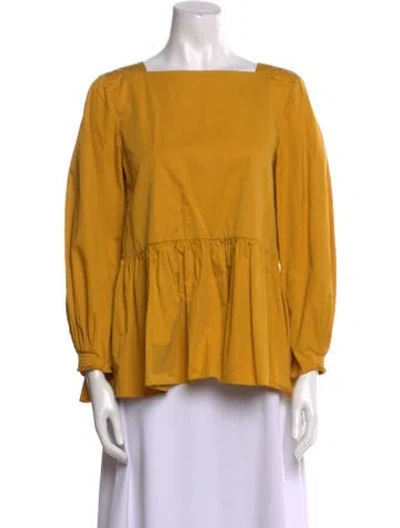Pre-owned Tibi Square Neckline Long Sleeve Blouse In Yellow