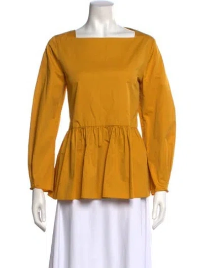 Pre-owned Tibi Square Neckline Long Sleeve Blouse In Yellow