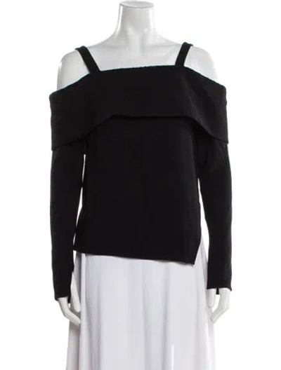 Pre-owned Tibi Square Neckline Long Sleeve Top In Black