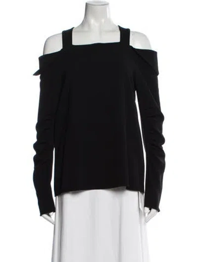 Pre-owned Tibi Square Neckline Long Sleeve Top In Black